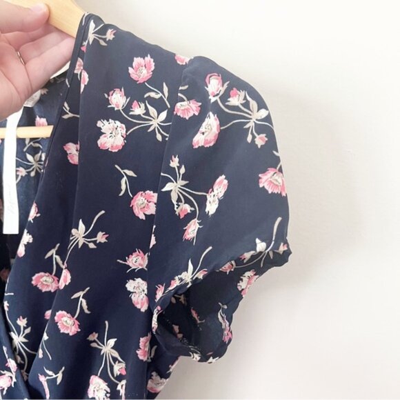 Urban Outfitters Reformed Floral Wrap Mini Dress Navy XS - Picture 6 of 9
